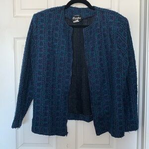 Vintage Caribou Textured Plaid Sweater Jacket